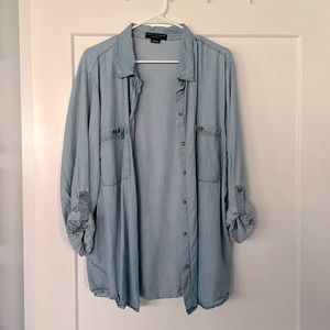 Social standards by sanctuary button down light denim color shirt. Size XXL